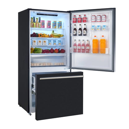 FORNO Premium 2-Piece Kitchen Bundle - Leonardo Espresso 30" Black Range, 31" Black Bottom Freezer Refrigerator - FBDL-003-02US FORNO