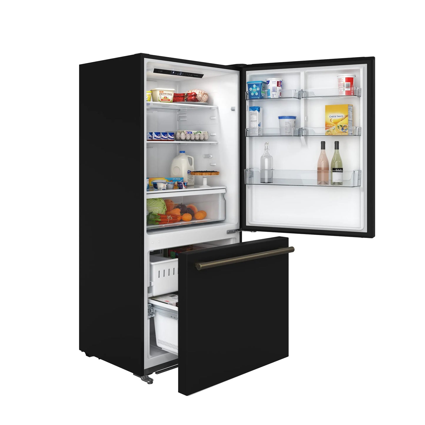 Forno Milano Espresso 31-Inch Bottom Freezer Refrigerator, Black, 17.2 cu.ft Capacity, Energy Efficient FORNO