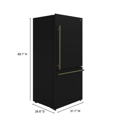 Forno Milano Espresso 31-Inch Bottom Freezer Refrigerator, Black, 17.2 cu.ft Capacity, Energy Efficient FORNO