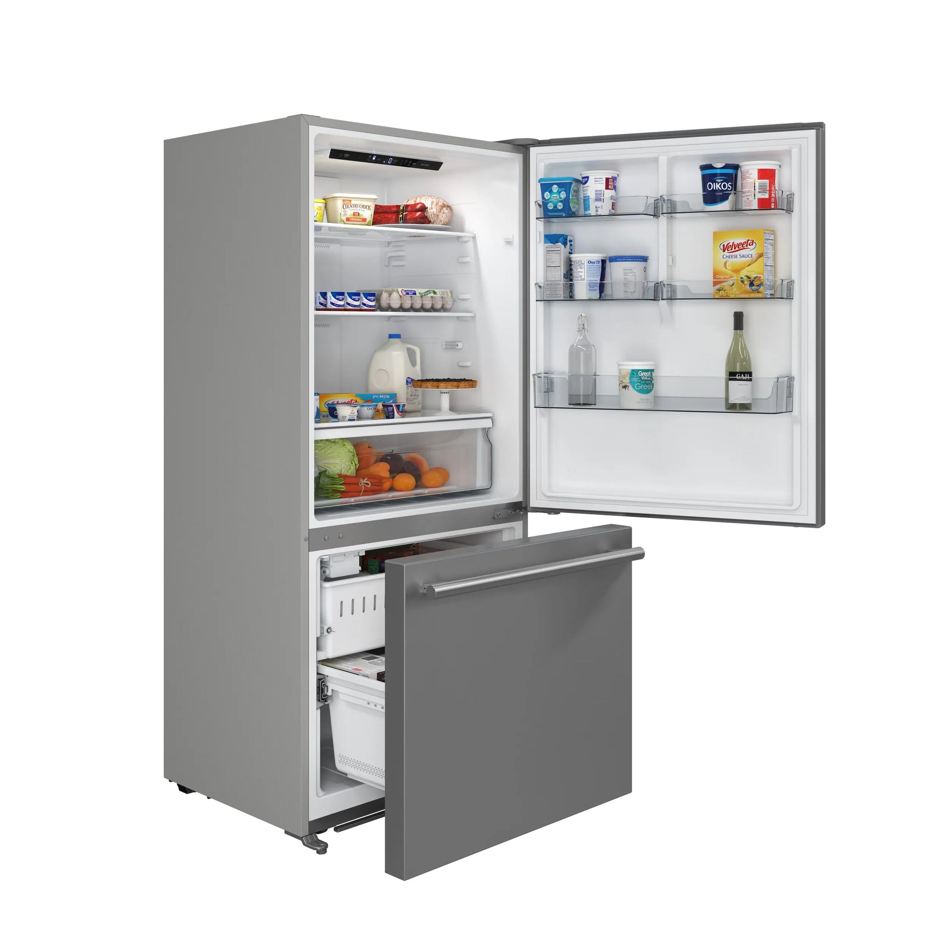 Forno Milano Espresso 31-Inch Bottom Freezer Refrigerator, Stainless Steel, 17.2 cu.ft Capacity, Right Swing Door, Energy Efficient FORNO