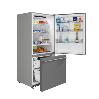 Forno Milano Espresso 31-Inch Bottom Freezer Refrigerator, Stainless Steel, 17.2 cu.ft Capacity, Right Swing Door, Energy Efficient FORNO