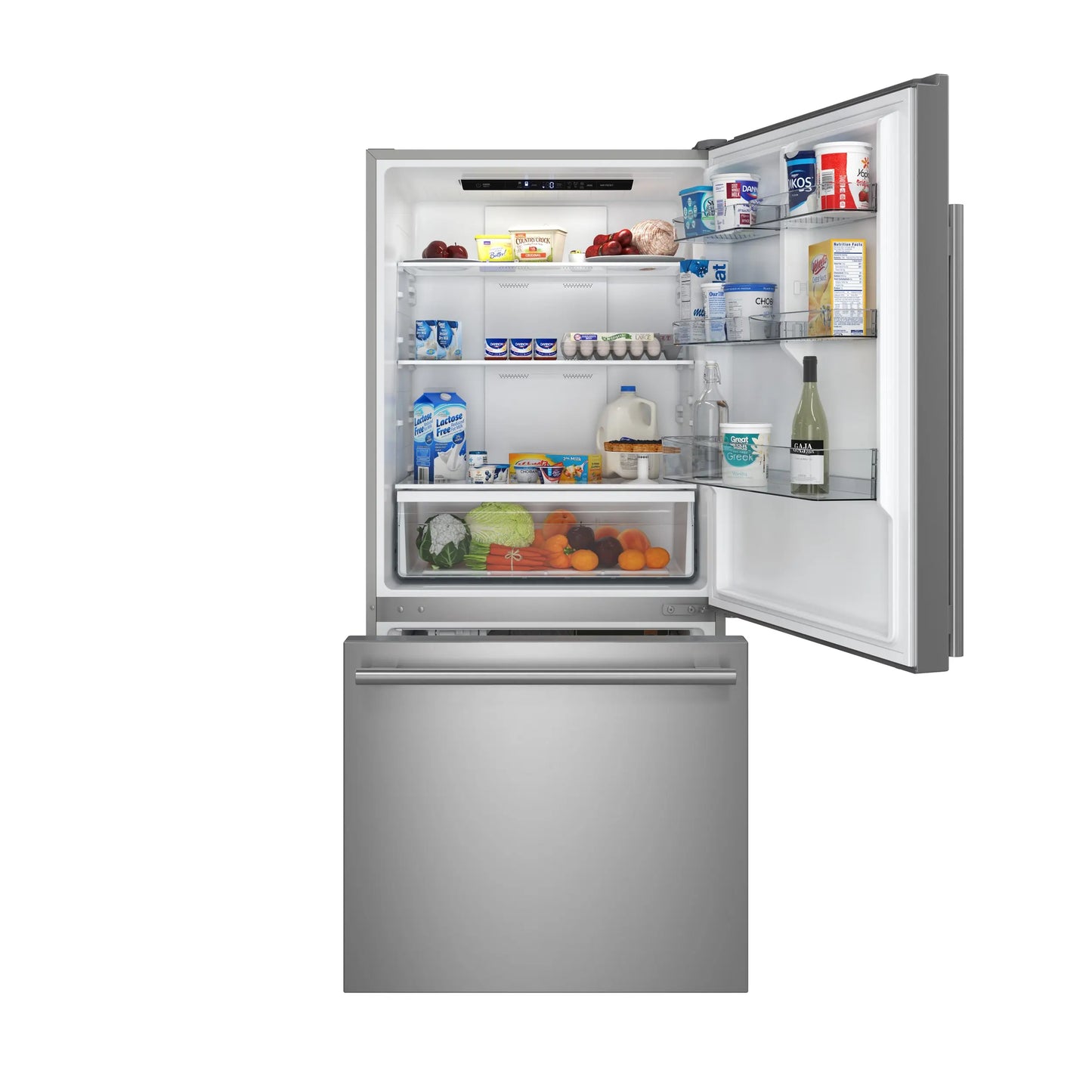 Forno Milano Espresso 31-Inch Bottom Freezer Refrigerator, Stainless Steel, 17.2 cu.ft Capacity, Right Swing Door, Energy Efficient FORNO