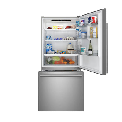 Forno Milano Espresso 31-Inch Bottom Freezer Refrigerator, Stainless Steel, 17.2 cu.ft Capacity, Right Swing Door, Energy Efficient FORNO
