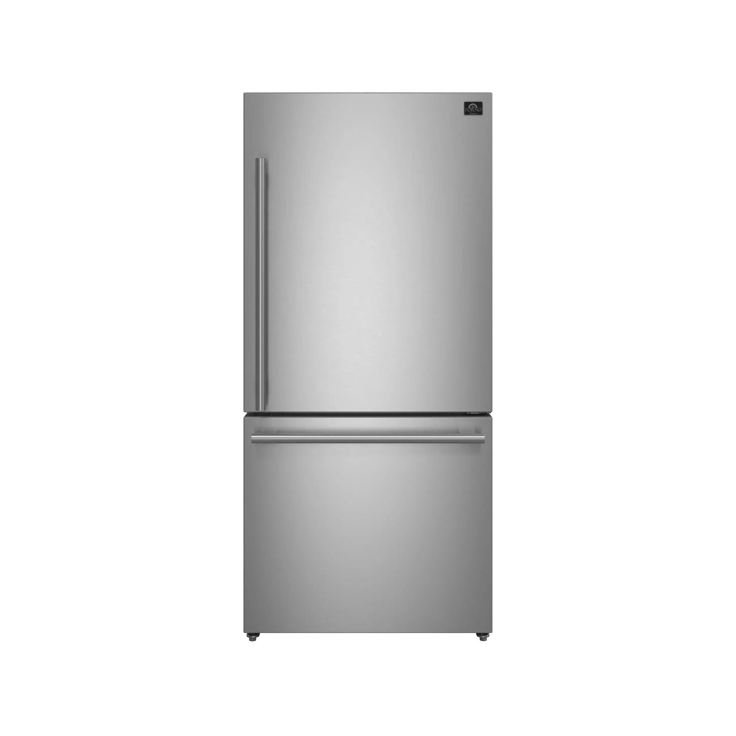 Forno Milano Espresso 31-Inch Bottom Freezer Refrigerator, Stainless Steel, 17.2 cu.ft Capacity, Right Swing Door, Energy Efficient FORNO
