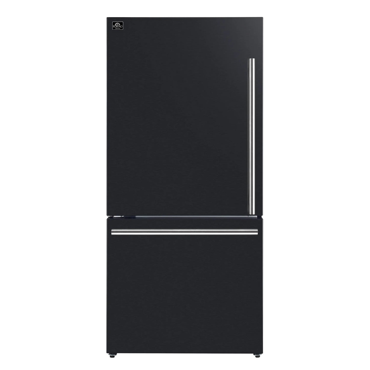Forno Milano 2-Piece 62-Inch Freestanding Dual Bottom Freezer Refrigerator in Black – 34.4 cu.ft, Touch Control, Ice Maker FORNO