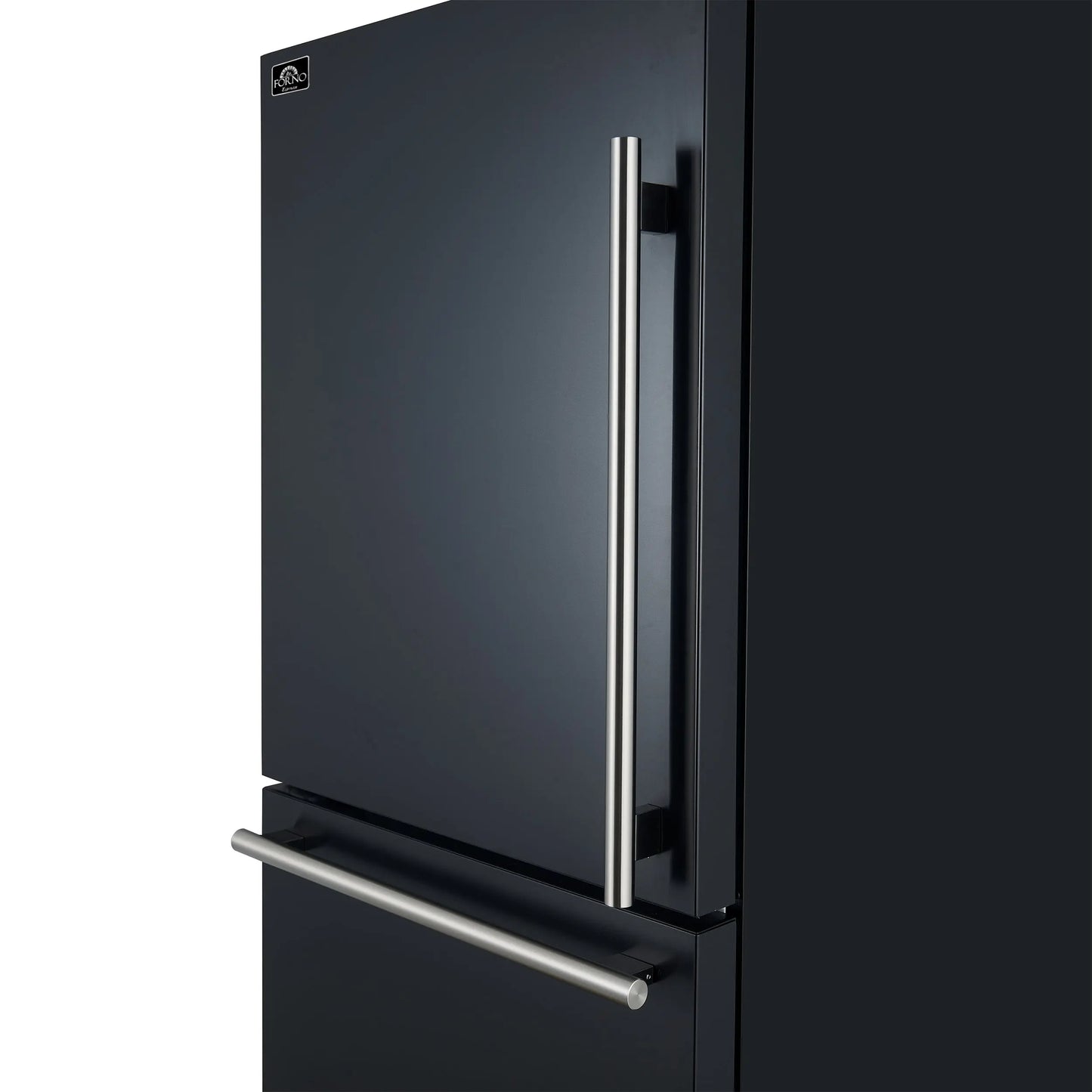 Forno Milano 2-Piece 62-Inch Freestanding Dual Bottom Freezer Refrigerator in Black – 34.4 cu.ft, Touch Control, Ice Maker FORNO