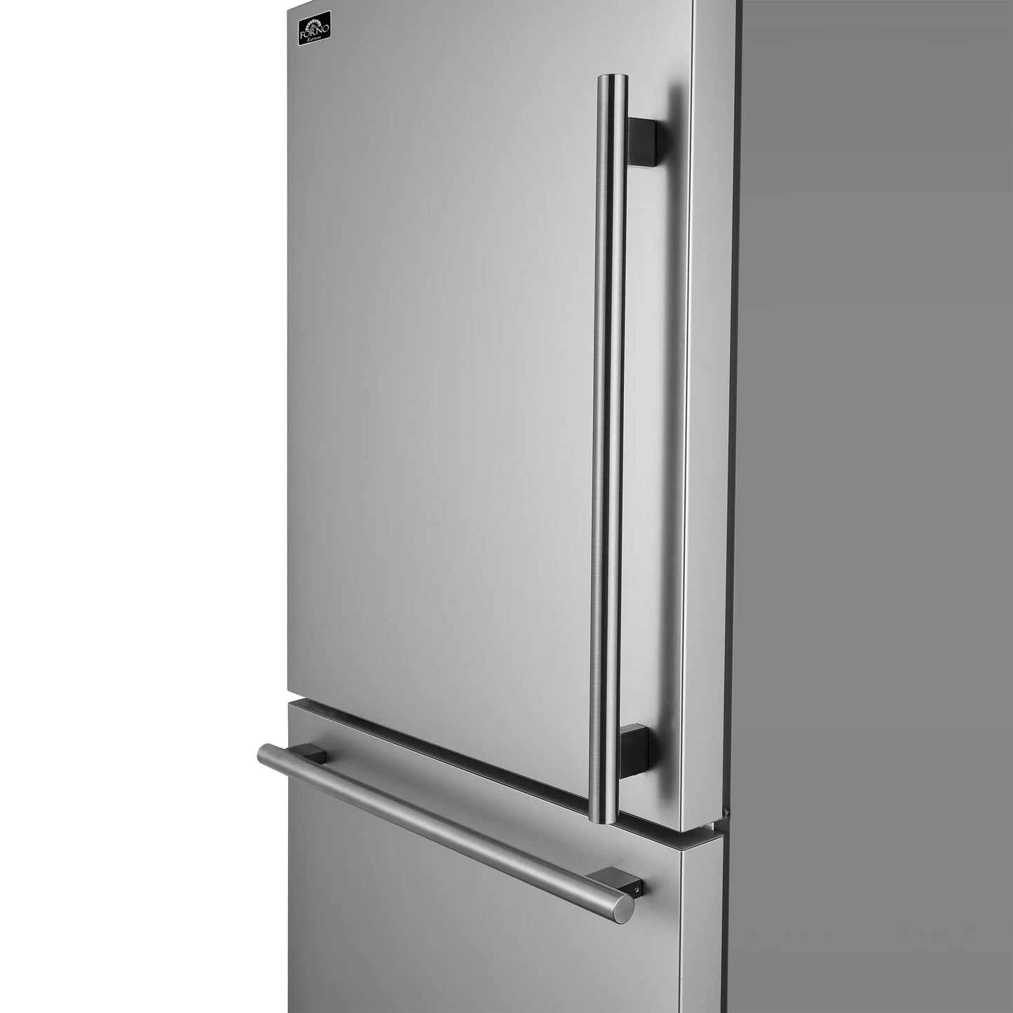 Forno Milano Espresso 31-Inch Stainless Steel Bottom Freezer Refrigerator, 17.2 cu.ft., Built-In Ice Maker, ENERGY STAR FORNO