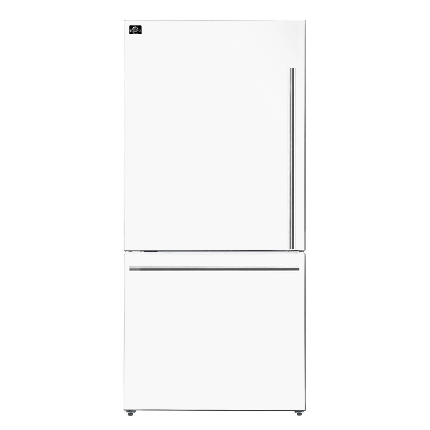 Forno Milano Espresso 31-Inch White Bottom Freezer Refrigerator, 17.2 Cu. Ft., Energy-Efficient, No Frost, Built-In Ice Maker FORNO