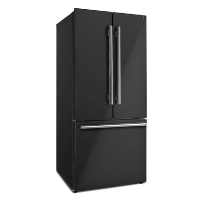 Forno Gallipoli Espresso 30-Inch Black French Door Refrigerator, Bottom Freezer, 17.5 Cu. Ft., No Frost, Ice Maker FORNO