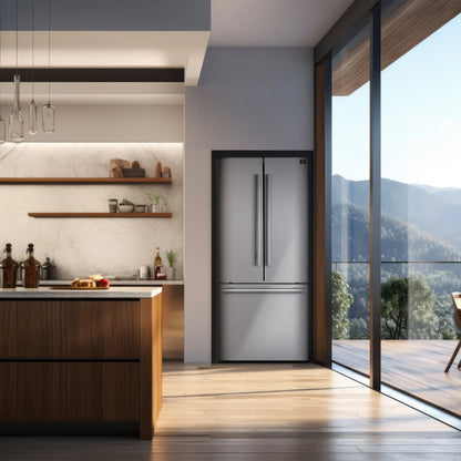 Forno Gallipoli 30-Inch French Door Refrigerator with Bottom Freezer, 17.5 cu.ft Capacity, Stainless Steel, No Frost Technology FORNO
