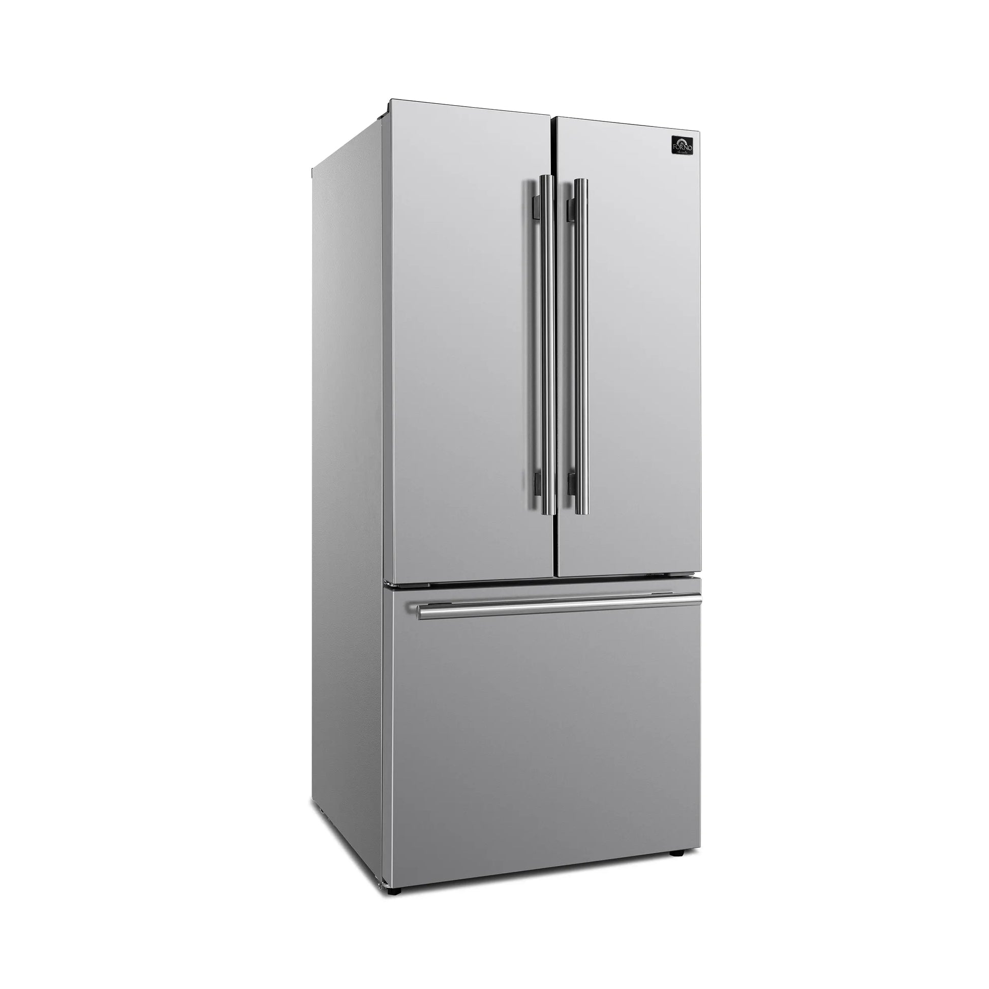 Forno Gallipoli 30-Inch French Door Refrigerator with Bottom Freezer, 17.5 cu.ft Capacity, Stainless Steel, No Frost Technology FORNO