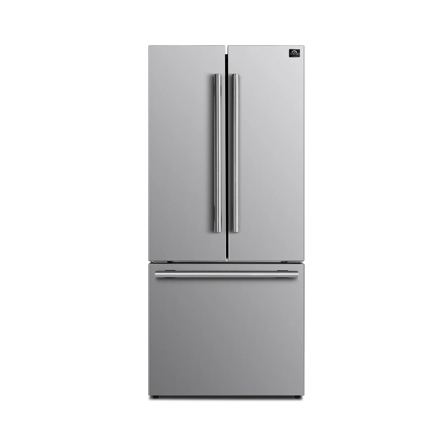 Forno Gallipoli 30-Inch French Door Refrigerator with Bottom Freezer, 17.5 cu.ft Capacity, Stainless Steel, No Frost Technology FORNO