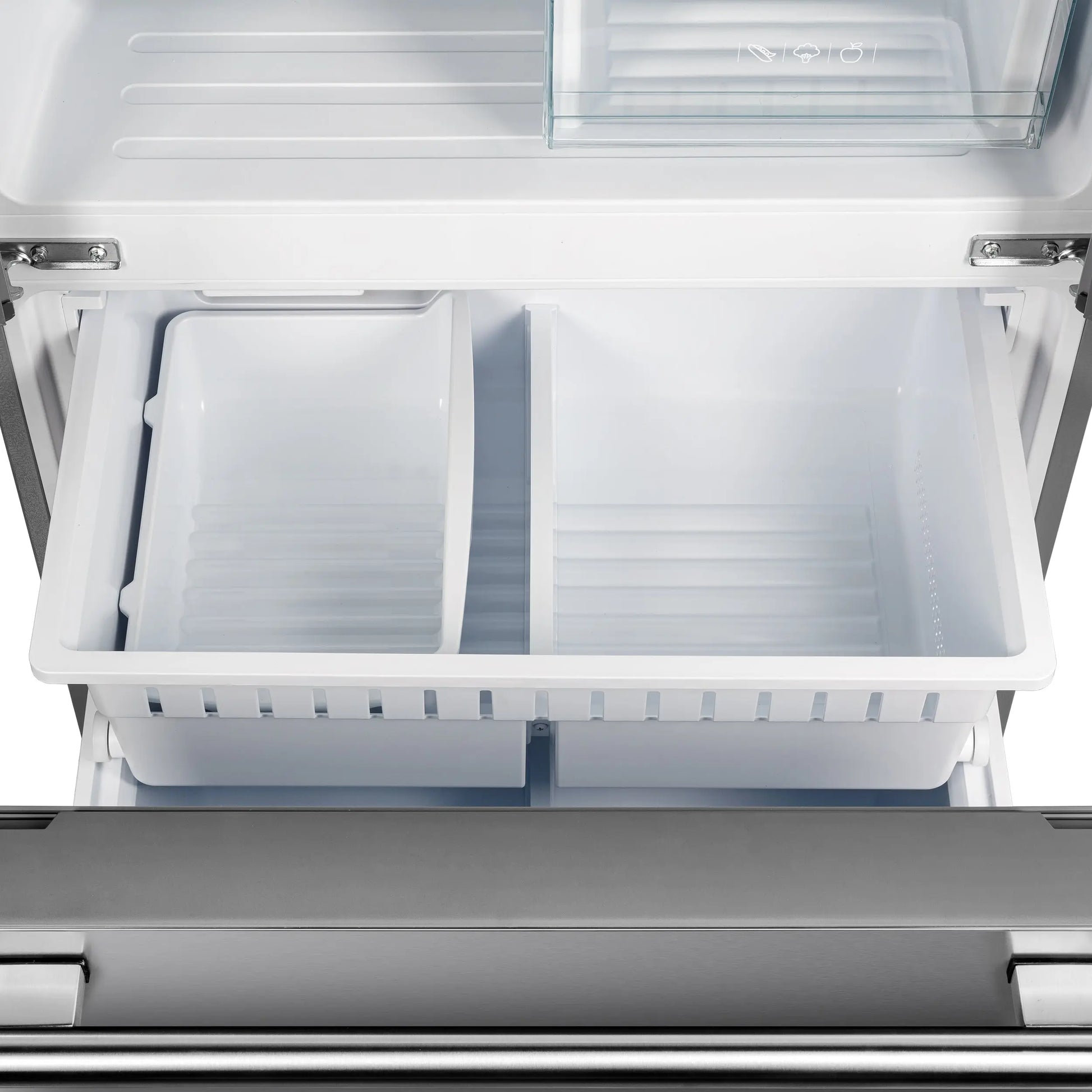 Forno Gallipoli 30-Inch French Door Refrigerator, 17.5 cu.ft Capacity, Modern Decorative Grill, 34-Inch Width, Stainless Steel FORNO