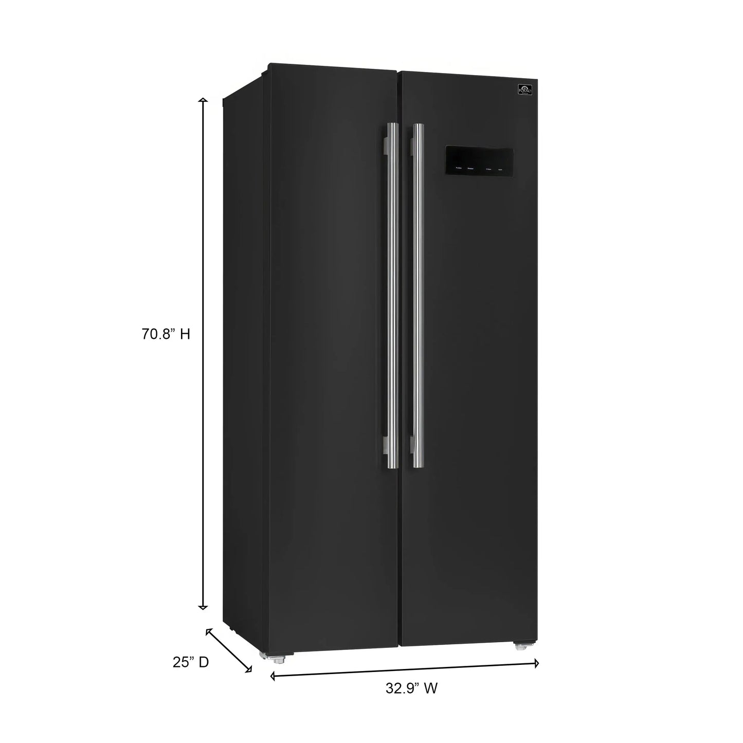 Forno Salerno Espresso 33-Inch Black Side-by-Side Refrigerator, 15.6 Cu. Ft., Energy-Efficient, No Frost, Modern Design FORNO