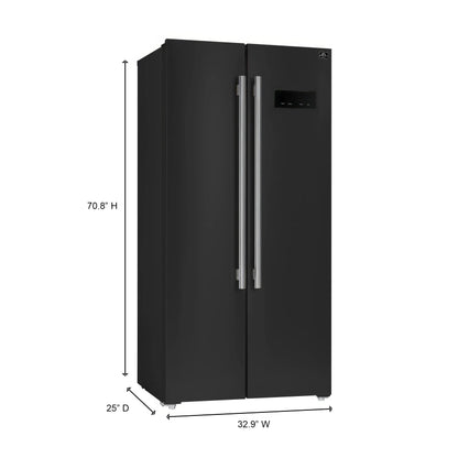 Forno Salerno Espresso 33-Inch Black Side-by-Side Refrigerator, 15.6 Cu. Ft., Energy-Efficient, No Frost, Modern Design FORNO