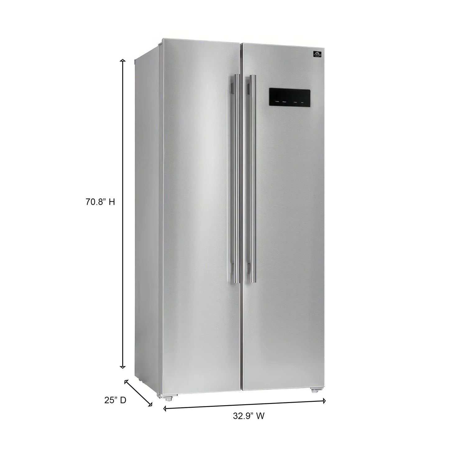 Forno Salerno 33-Inch Side-by-Side Stainless Steel Refrigerator, 15.6 cu.ft, ENERGY STAR Certified FORNO