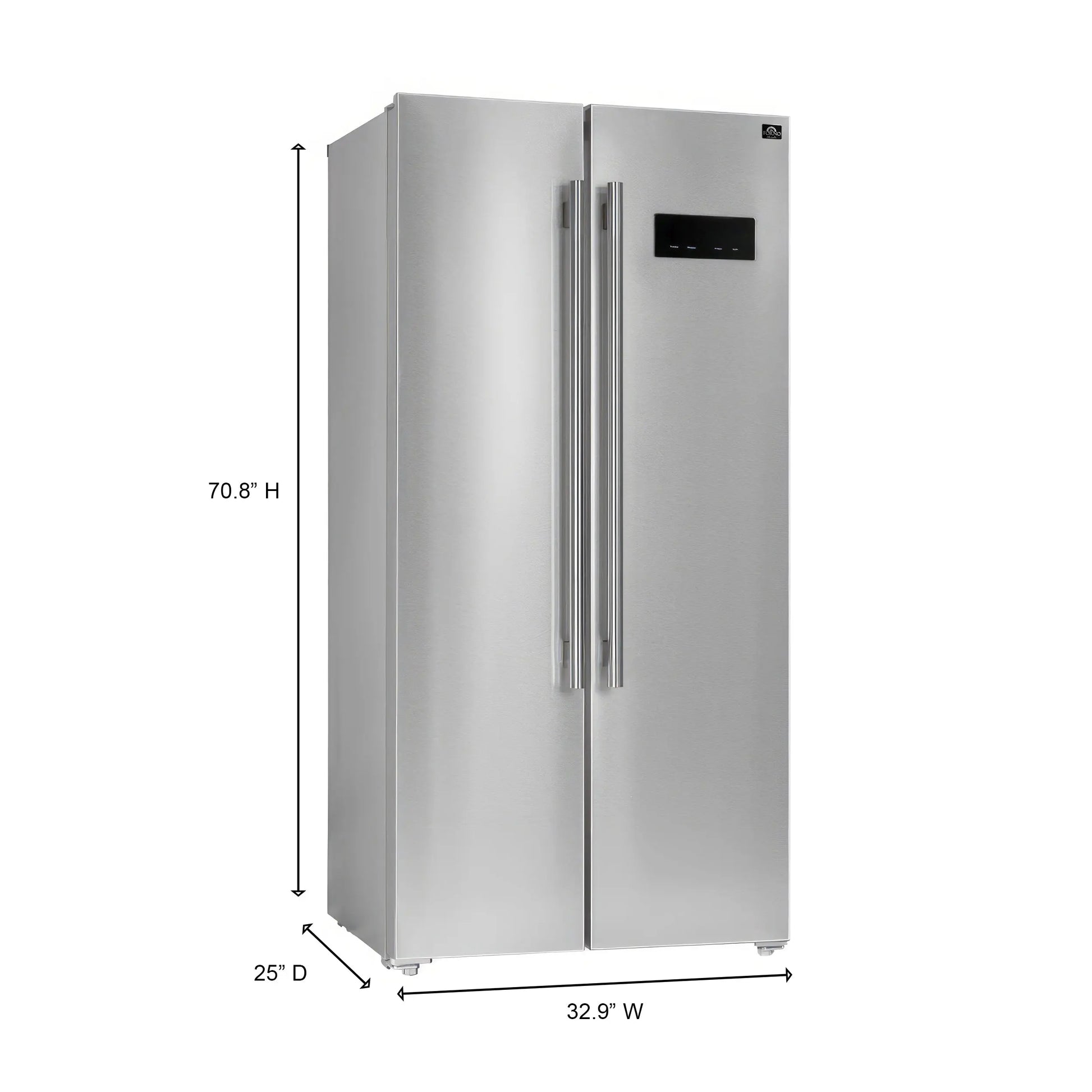 Forno Salerno 33-Inch Side-by-Side Stainless Steel Refrigerator, 15.6 cu.ft, ENERGY STAR Certified FORNO