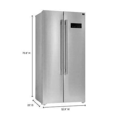 Forno Salerno 33-Inch Side-by-Side Stainless Steel Refrigerator, 15.6 cu.ft, ENERGY STAR Certified FORNO