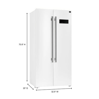 Forno Salerno Espresso 33-Inch White Side-by-Side Refrigerator, 15.6 Cu. Ft., Energy-Efficient, No Frost, Modern Design FORNO