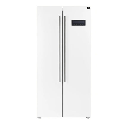 Forno Salerno Espresso 33-Inch White Side-by-Side Refrigerator, 15.6 Cu. Ft., Energy-Efficient, No Frost, Modern Design FORNO