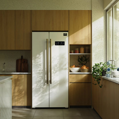 Forno Salerno Espresso 33-Inch White Side-by-Side Refrigerator, 15.6 Cu. Ft., Energy-Efficient, No Frost, Modern Design FORNO