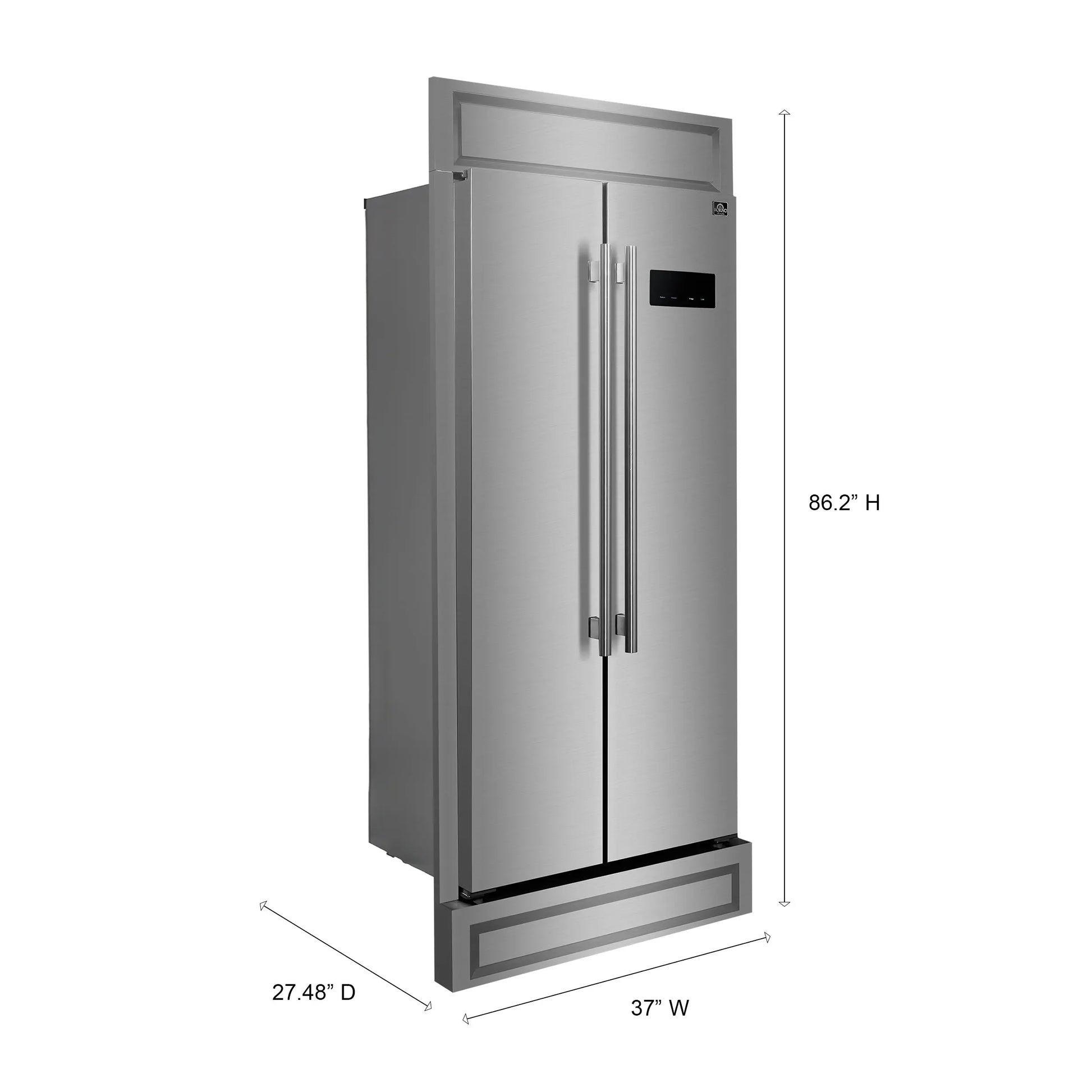Forno Salerno 37-Inch Built-In Stainless Steel Refrigerator, 15.6 cu.ft, Modern Decorative Grill, ENERGY STAR Certified FORNO