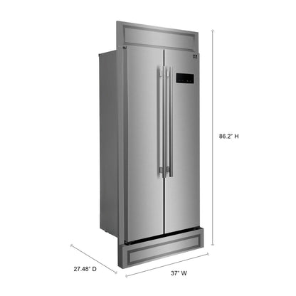 Forno Salerno 37-Inch Built-In Stainless Steel Refrigerator, 15.6 cu.ft, Modern Decorative Grill, ENERGY STAR Certified FORNO