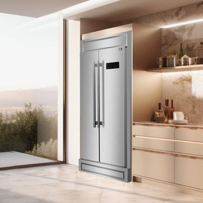 Forno Salerno 37-Inch Built-In Stainless Steel Refrigerator, 15.6 cu.ft, Modern Decorative Grill, ENERGY STAR Certified FORNO