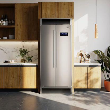 Forno Salerno 37-Inch Built-In Stainless Steel Refrigerator, 15.6 cu.ft, Decorative Grill, ENERGY STAR Certified FORNO