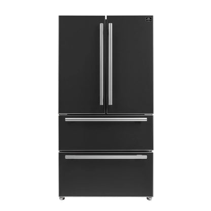 Forno Moena Espresso 36-Inch Black French Door Refrigerator, 19.2 Cu. Ft., Frost-Free, Automatic Ice Maker, ENERGY STAR Certified FORNO
