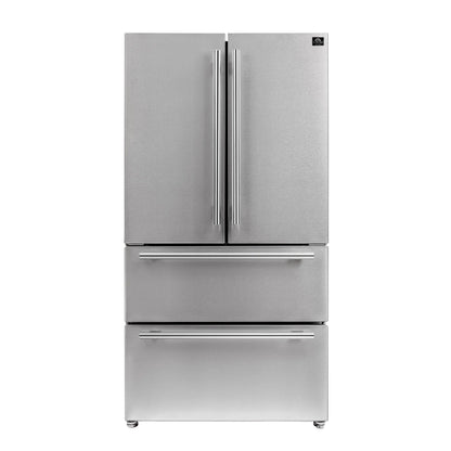 FORNO Premium 2-Piece Kitchen Bundle -Giovanni 30-inch Gas Range Stainless Steel, Forno Moena 36" French Door 19.2 Cu.Ft. Stainless Steel Refrigerator - FBDL-020-02US FORNO