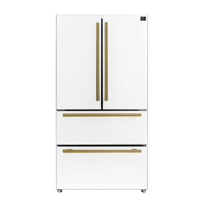 Forno Moena Espresso 36-Inch White French Door Refrigerator, 19.2 Cu. Ft., Frost-Free, Automatic Ice Maker, ENERGY STAR Certified FORNO