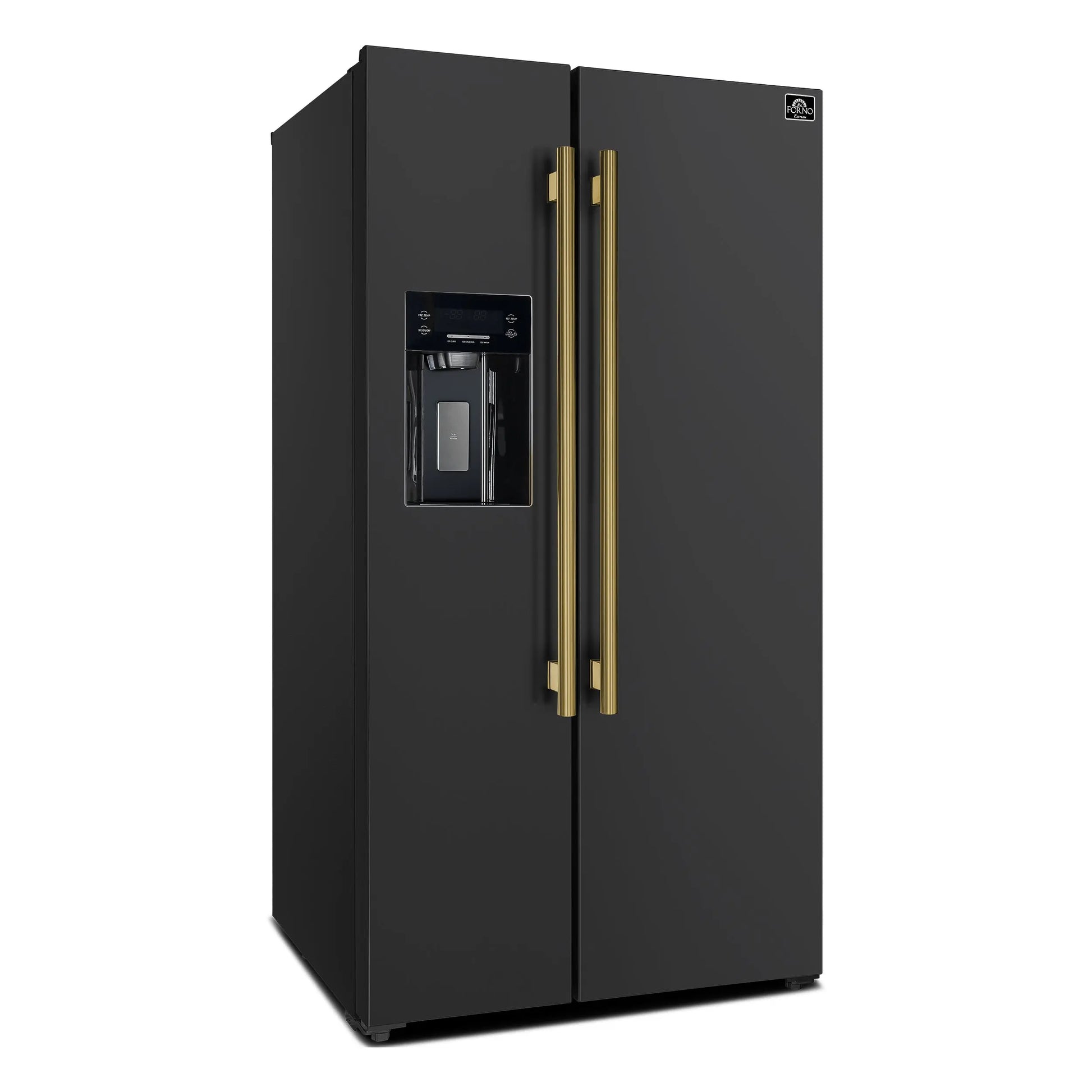 Forno Salerno Espresso 36-Inch Black Side-by-Side Refrigerator, 20 Cu. Ft., Frost-Free, Ice & Water Dispenser, ENERGY STAR Certified FORNO