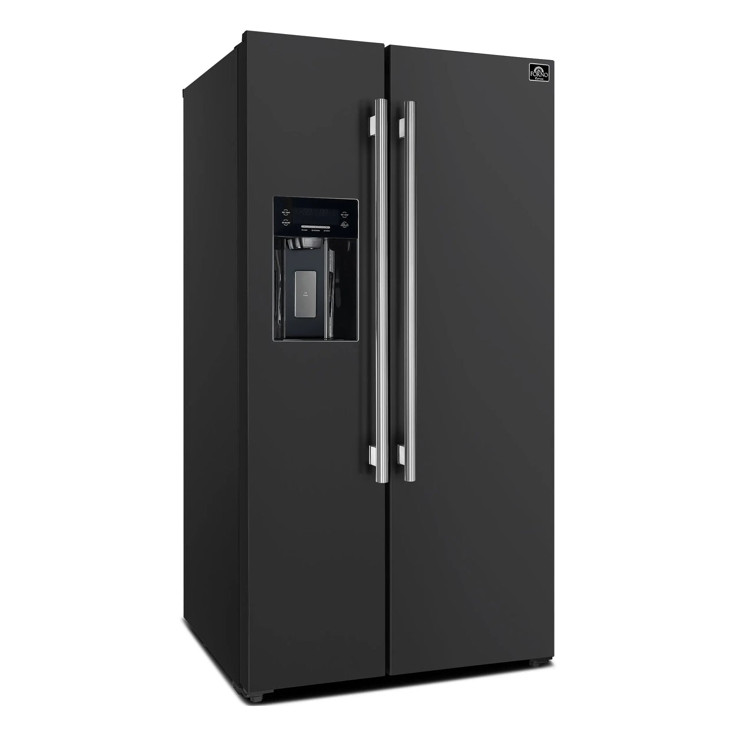 Forno Salerno Espresso 36-Inch Black Side-by-Side Refrigerator, 20 Cu. Ft., Frost-Free, Ice & Water Dispenser, ENERGY STAR Certified FORNO