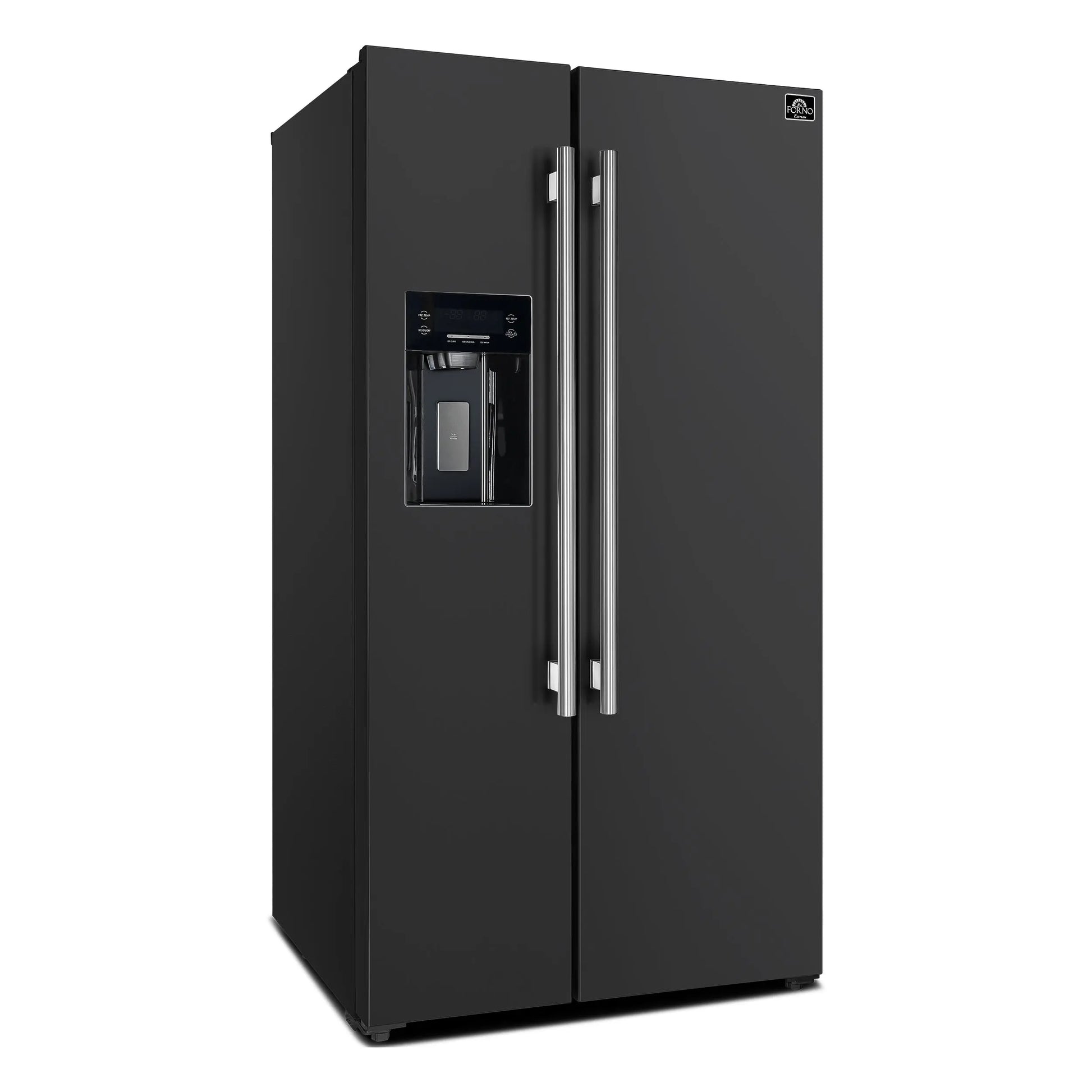 Forno Salerno Espresso 36-Inch Black Side-by-Side Refrigerator, 20 Cu. Ft., Frost-Free, Ice & Water Dispenser, ENERGY STAR Certified FORNO