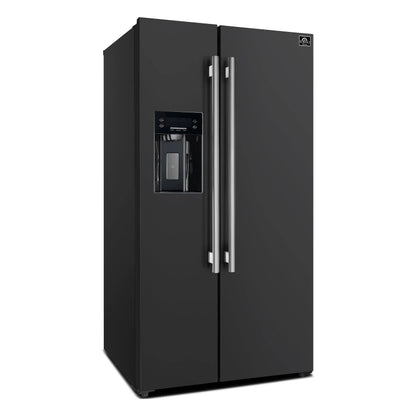 Forno Salerno Espresso 36-Inch Black Side-by-Side Refrigerator, 20 Cu. Ft., Frost-Free, Ice & Water Dispenser, ENERGY STAR Certified FORNO