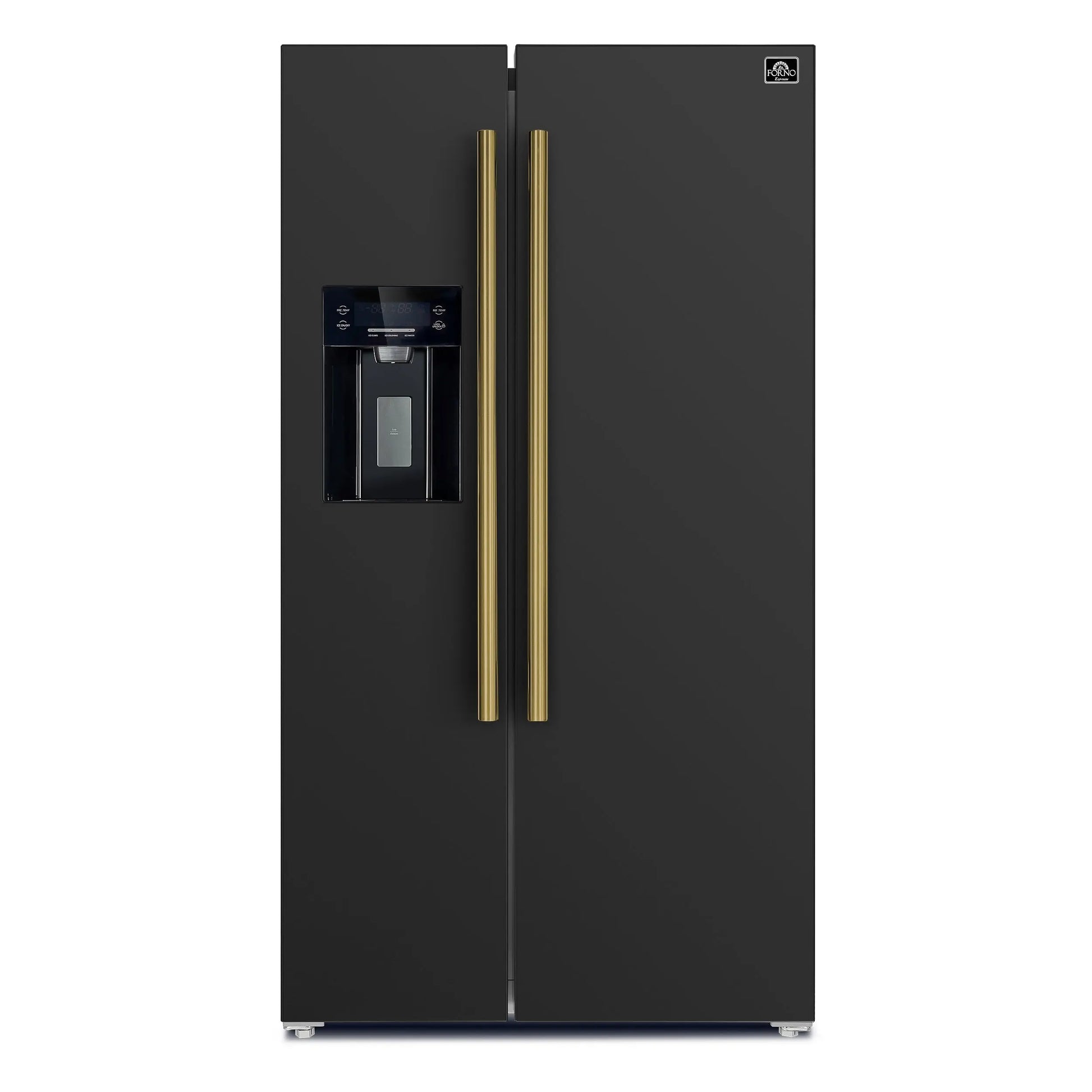Forno Salerno Espresso 36-Inch Black Side-by-Side Refrigerator, 20 Cu. Ft., Frost-Free, Ice & Water Dispenser, ENERGY STAR Certified FORNO