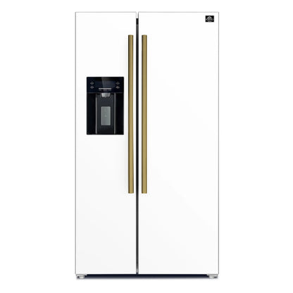 Forno Salerno Espresso 36-Inch White Side-by-Side Refrigerator, 20 Cu. Ft., Frost-Free, Ice & Water Dispenser, ENERGY STAR Certified FORNO
