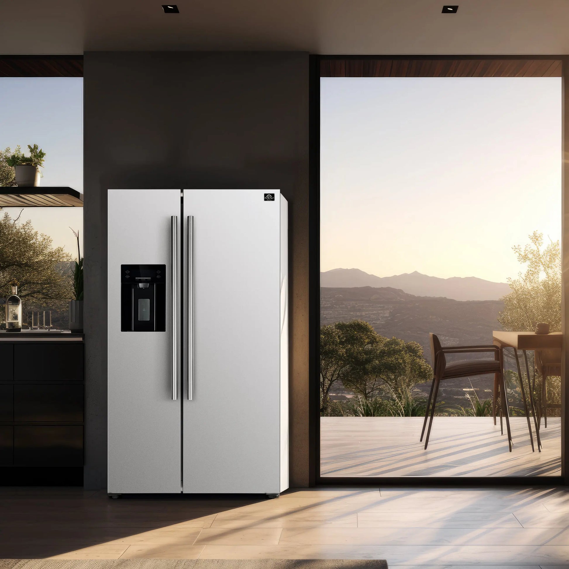 Forno Salerno Espresso 36-Inch White Side-by-Side Refrigerator, 20 Cu. Ft., Frost-Free, Ice & Water Dispenser, ENERGY STAR Certified FORNO