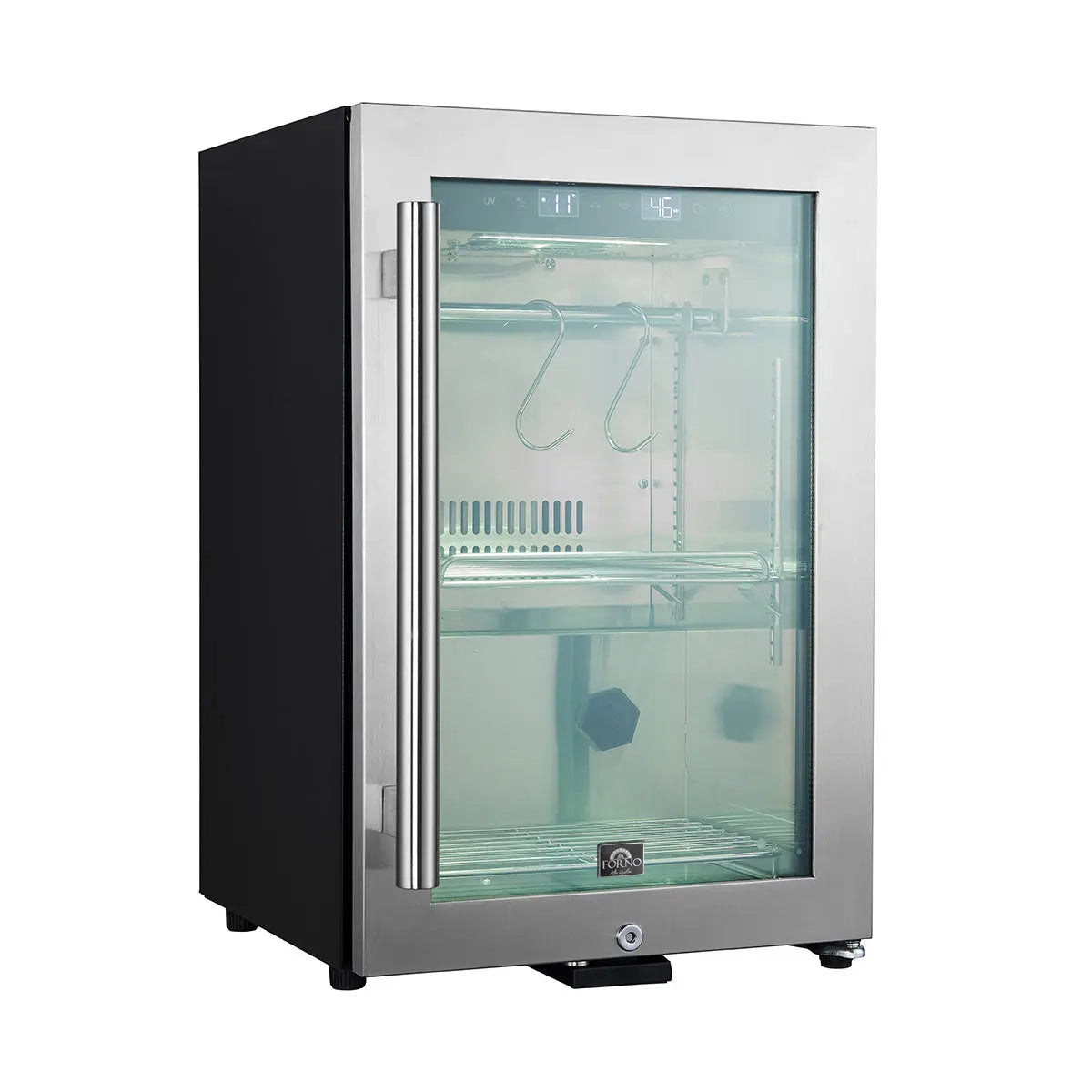 Forno Asciutto 17-Inch Dry Aging Cabinet, Stainless Steel 304, 1.84 cu.ft, LED Lighting, Adjustable Shelves FORNO