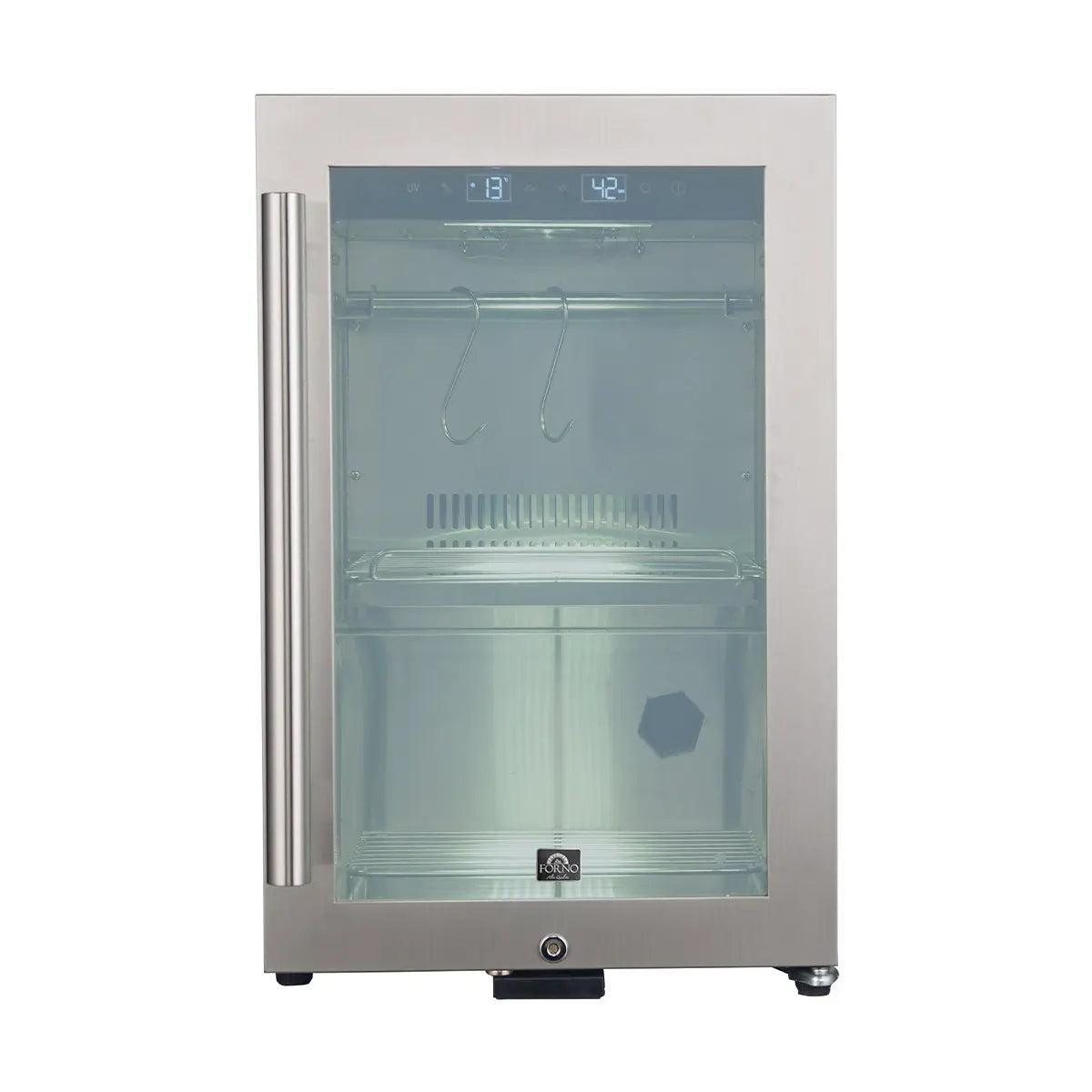 Forno Asciutto 17-Inch Dry Aging Cabinet, Stainless Steel 304, 1.84 cu.ft, LED Lighting, Adjustable Shelves FORNO