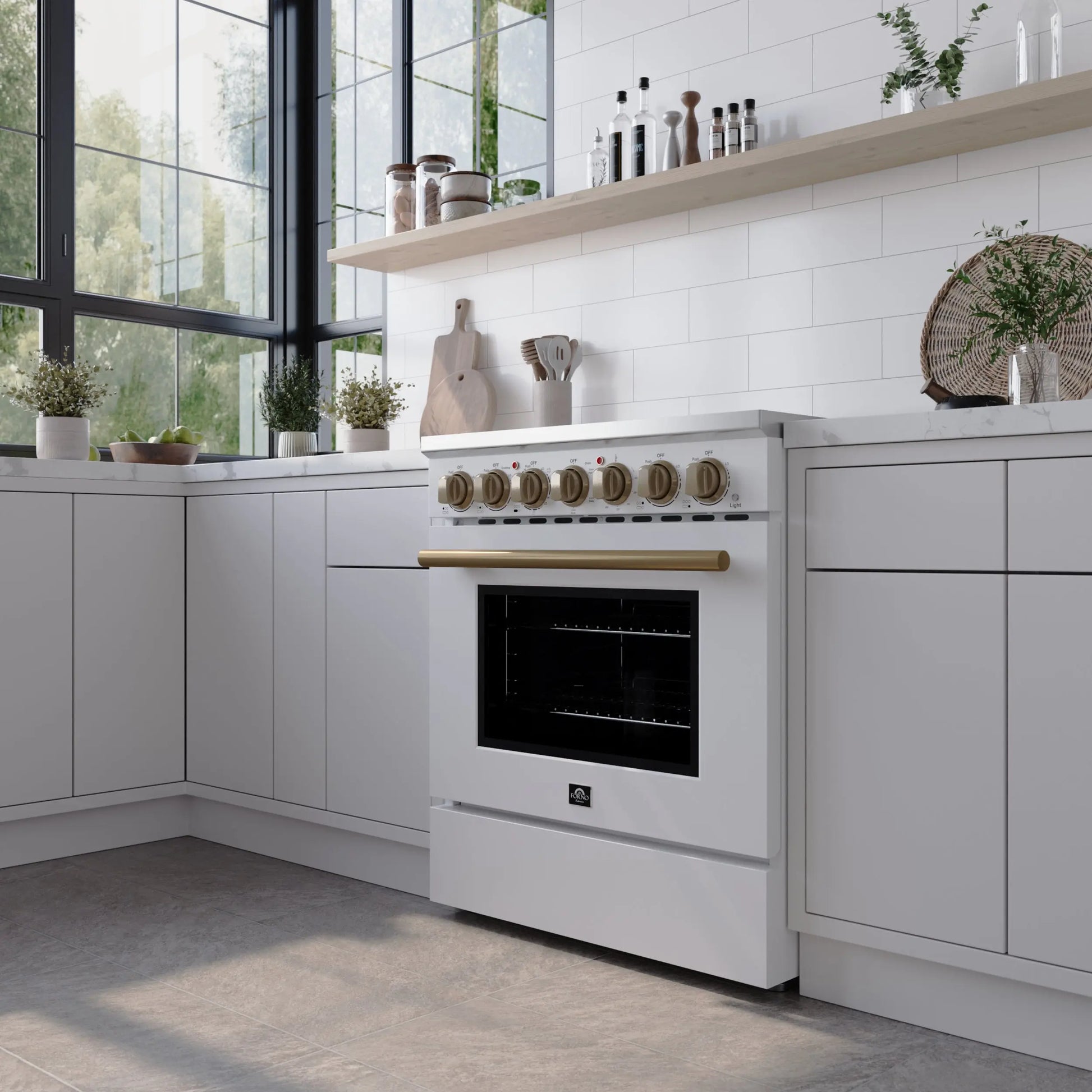 Forno Paolo 30-Inch Freestanding Electric Range, White, 4.38 cu.ft, True Convection Oven, Energy Efficient FORNO