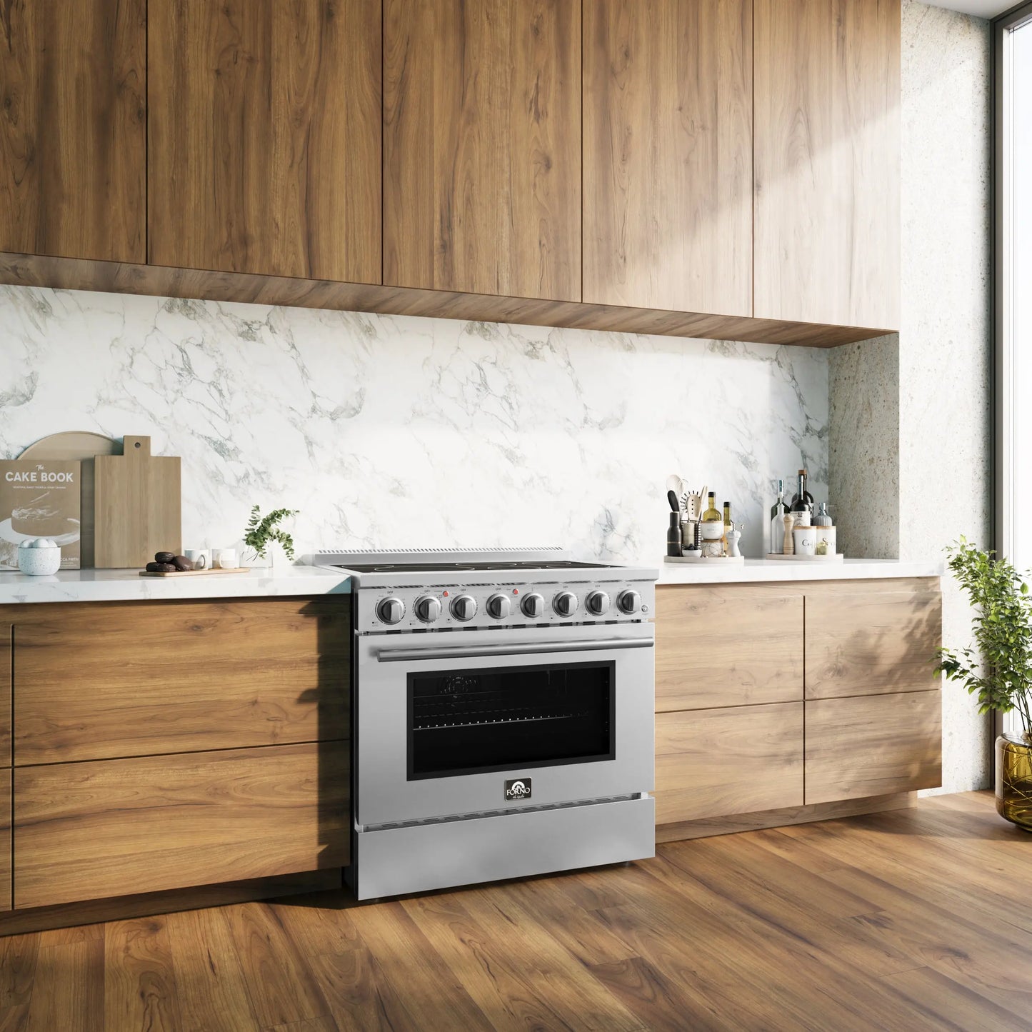 Forno Paolo 36 Inch Freestanding Electric Range, Stainless Steel, 5.44 cu.ft, True Convection Oven, Energy Efficient FORNO