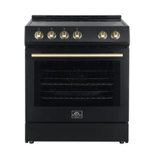 FORNO Premium 2-Piece Kitchen Bundle - Leonardo Espresso 30" Black Range, 31" Black Bottom Freezer Refrigerator - FBDL-003-02US FORNO