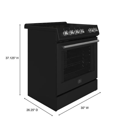 Forno Leonardo Espresso 30-Inch Black Electric Range, True Convection, Energy Efficient FORNO