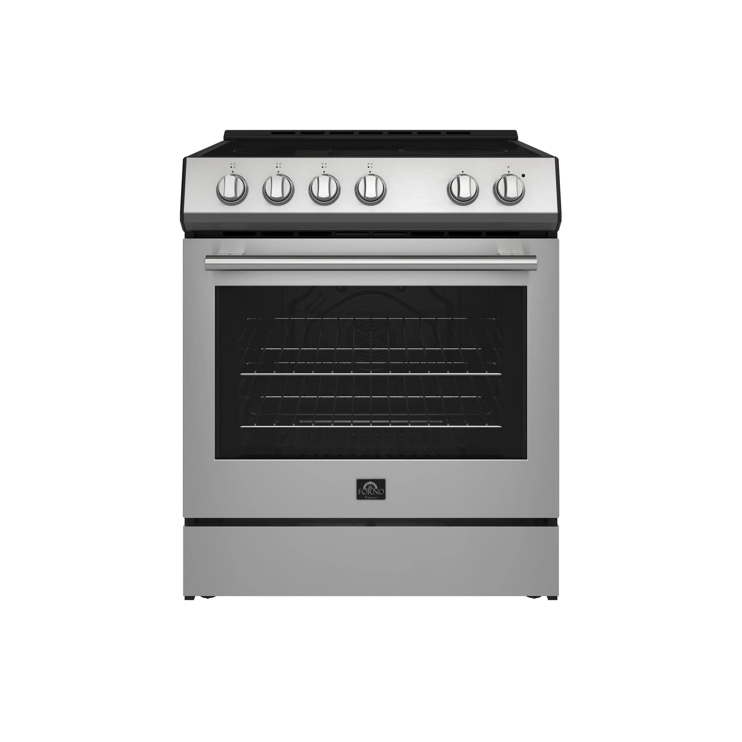 FORNO Premium 2-Piece Kitchen Bundle - Leonardo Espresso 30" Stainless Steel Range, 31" Stainless Steel Bottom Freezer Refrigerator - FBDL-003-01US FORNO