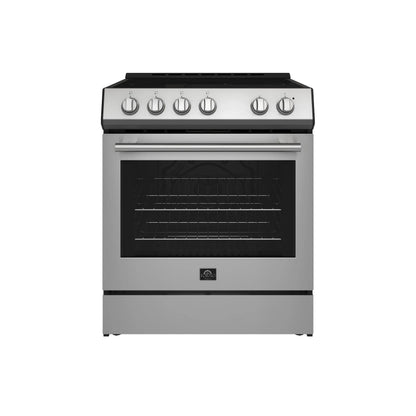 FORNO Premium 2-Piece Kitchen Bundle - Leonardo Espresso 30" Stainless Steel Range, 31" Stainless Steel Bottom Freezer Refrigerator - FBDL-003-01US FORNO