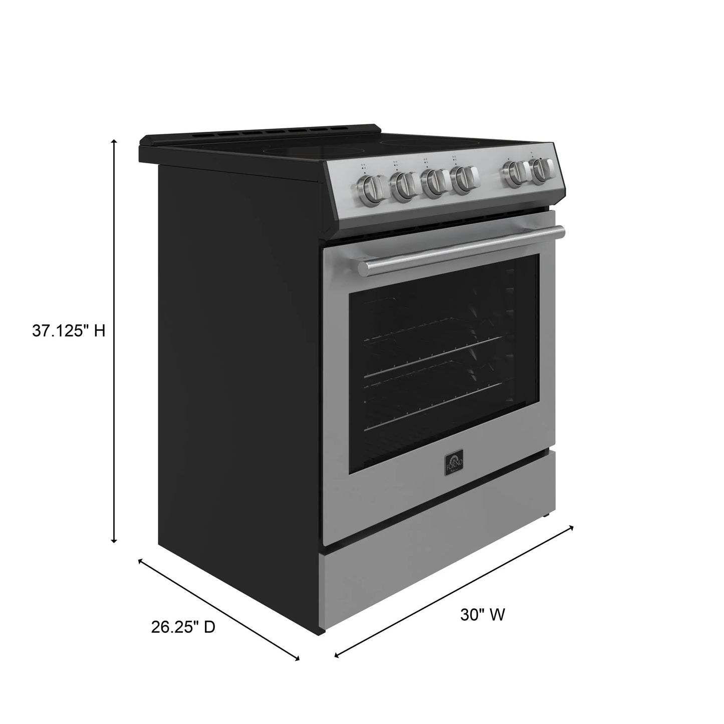 Forno Leonardo Espresso 30-Inch Stainless Steel Electric Range, True Convection, Energy Efficient FORNO
