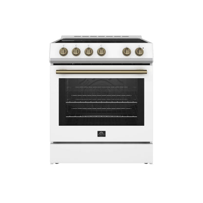 Forno Leonardo Espresso 30-Inch White Electric Range, True Convection, Energy Efficient FORNO