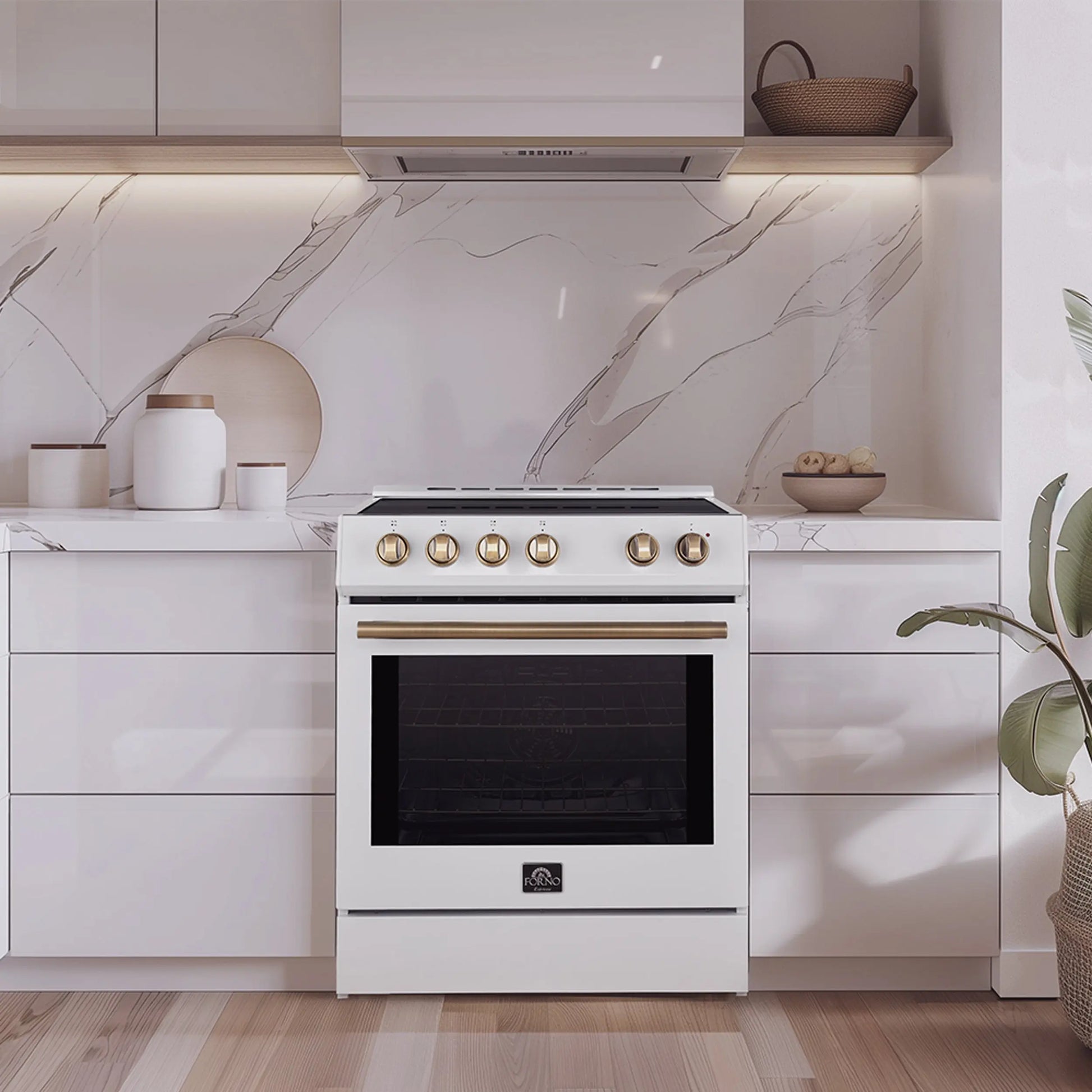 Forno Leonardo Espresso 30-Inch White Electric Range, True Convection, Energy Efficient FORNO